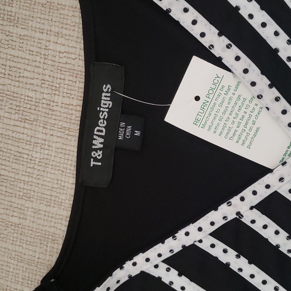 T&W Designs New Blouse Sz M  Black and White - Picture 6 of 15
